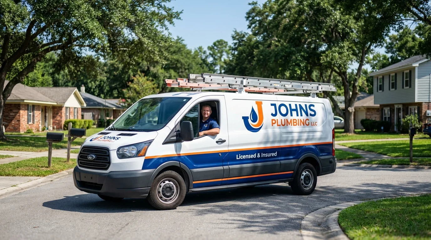 Johns Plumbing LLC service van in Strasburg, VA