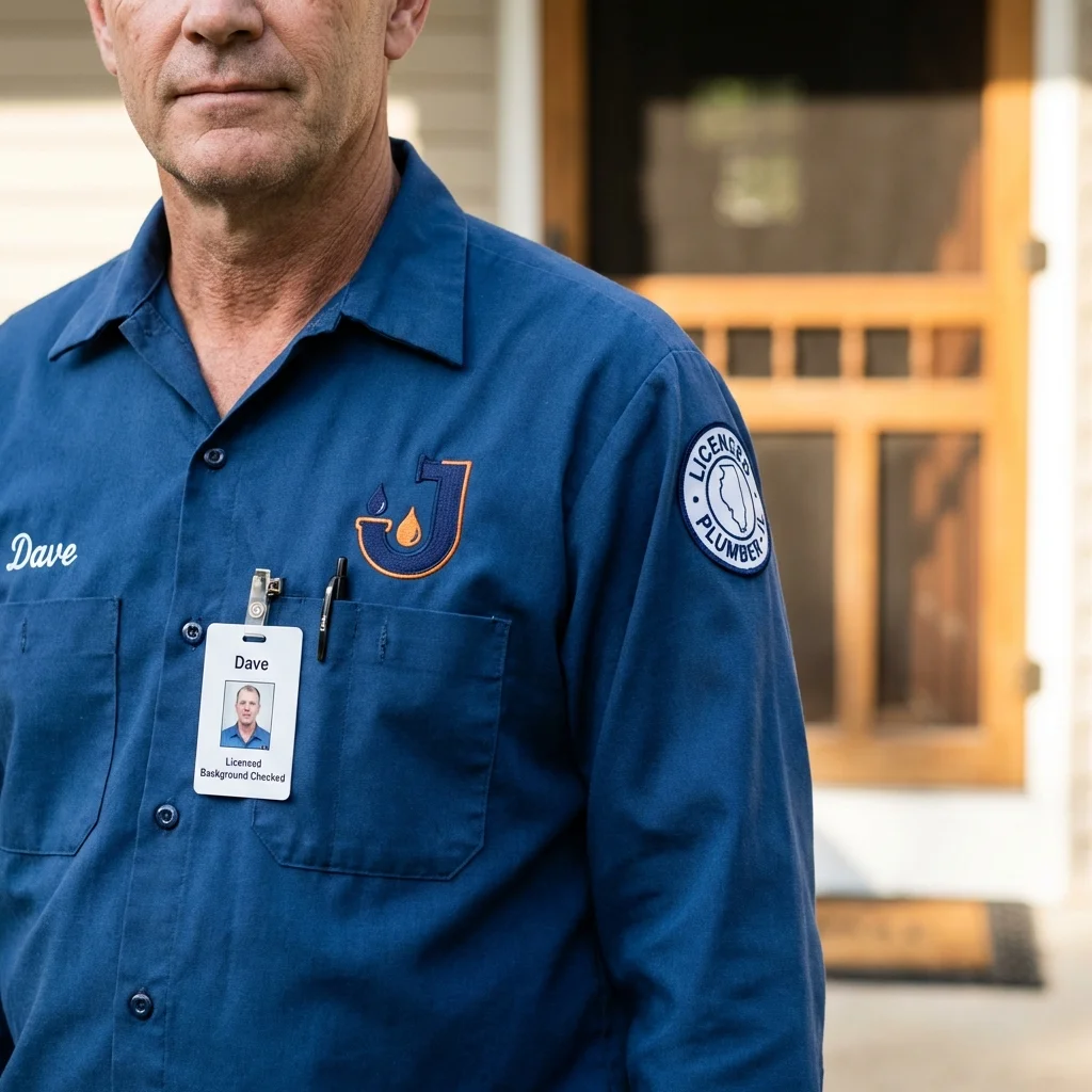 Licensed plumber showing ID badge in Strasburg, VA