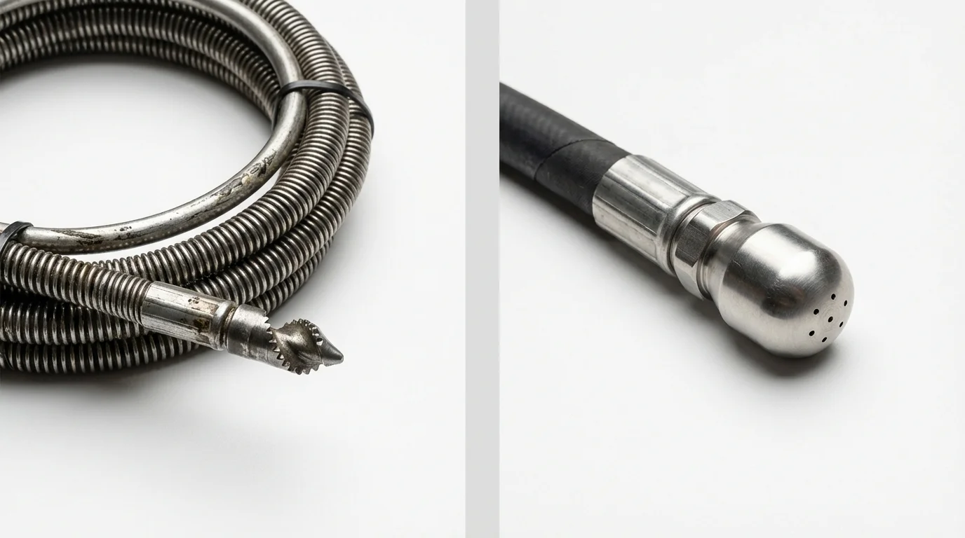 Drain snake cable and hydro jetting nozzle used for drain cleaning in Strasburg, VA